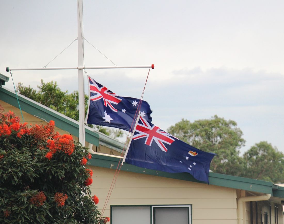 Flags at St Leonards Memorial Hall
